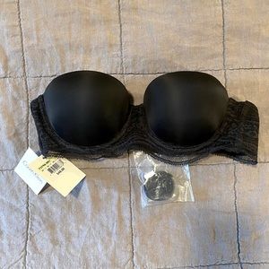 NWT Calvin Klein black strapless push-up bra with lace band size 32b